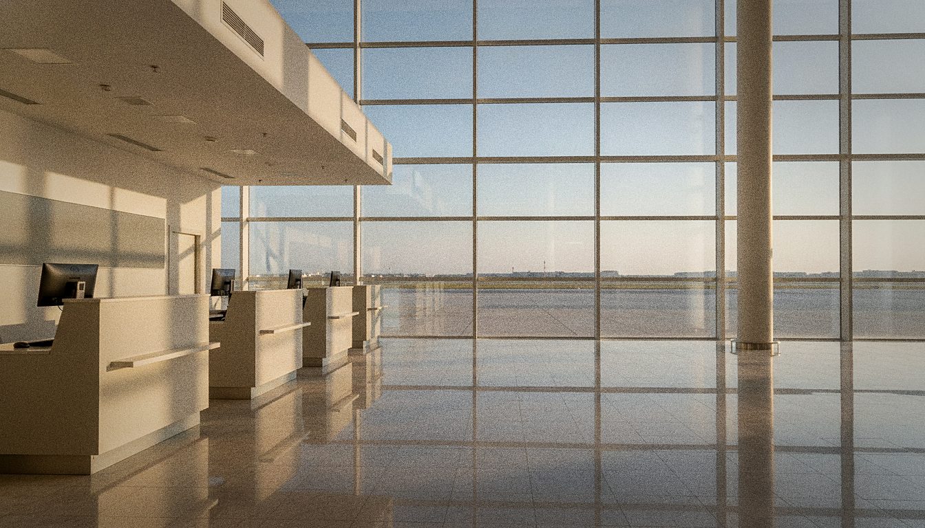 Car rental desk at Larnaca International Airport in Cyprus